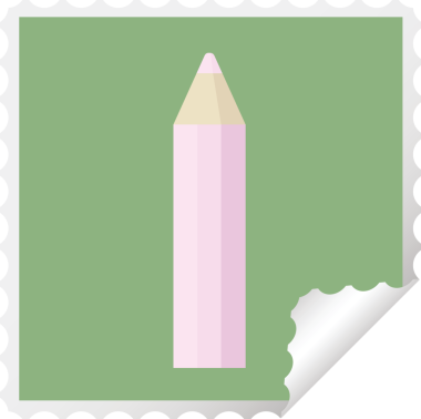 bir insan tarafından çizilmiş pembe renkli kalem kare etiket