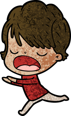 Bir insan tarafından çizilmiş bir karikatür kadın konuşuyor.