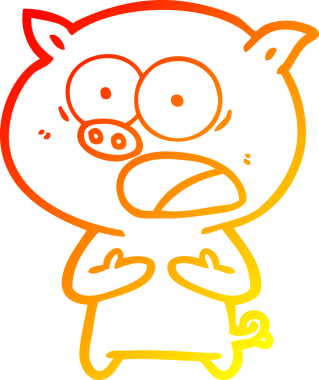 Bir insan tarafından çizilmiş bağıran çizgi film domuzu çizimi.