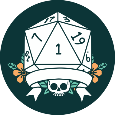 Bir insan tarafından çizilen bir d20 zar atma ikonu