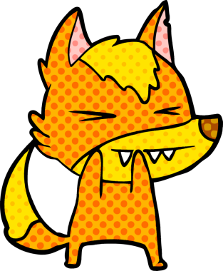 Bir insan tarafından çizilmiş tilki çizgi film karakteri