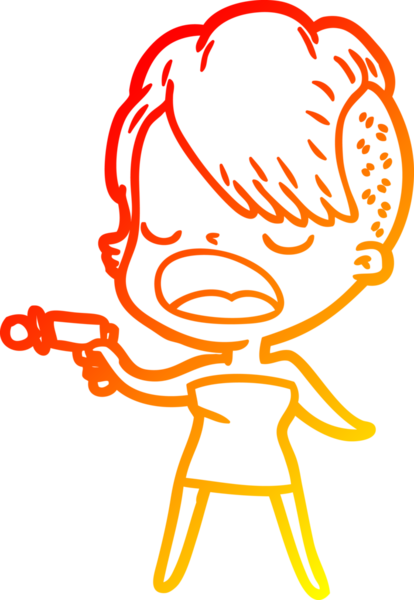 Bir insan tarafından çizilmiş havalı bir hippi kızın sıcak çizgi çizimi.