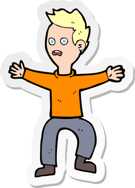 Bir insan tarafından çizilen panikleyen bir karikatürcünün çıkartması.