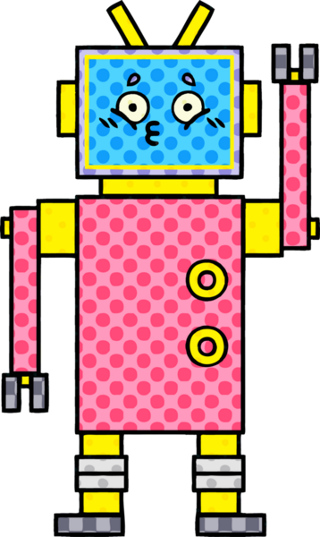 bir insan tarafından çizilmiş bir robotun çizgi roman tarzı