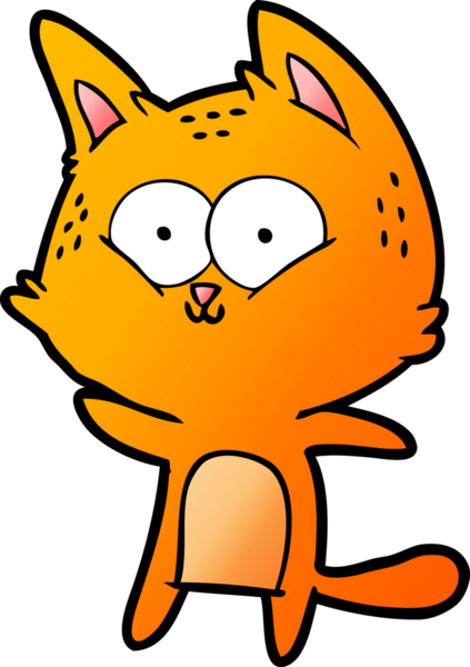 Bir insan tarafından çizilmiş çizgi film kedisi.