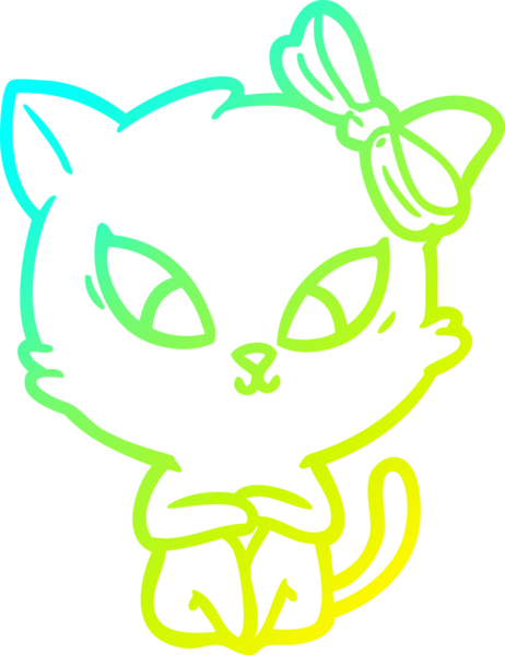 Bir insan tarafından çizilen çizgi film kedisinin soğuk gradyan çizgisi.