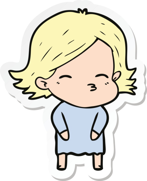 Bir insan tarafından çizilmiş bir karikatür kadının çıkartması.