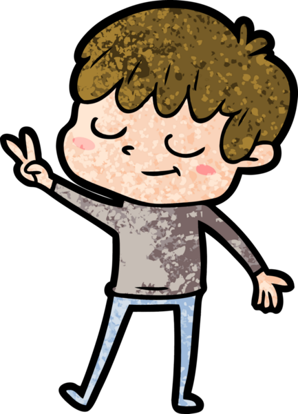 Bir insan tarafından çizilmiş mutlu çocuk çizgi filmi.