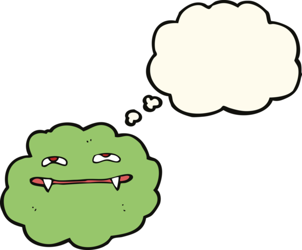 Bir insan tarafından çizilmiş düşünce balonlu çizgi vampir bulutu.