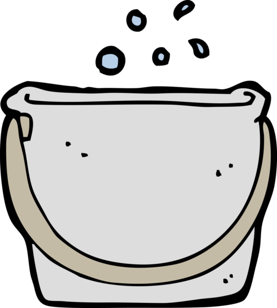 Bir insan tarafından çizilmiş çizgi film kovası.