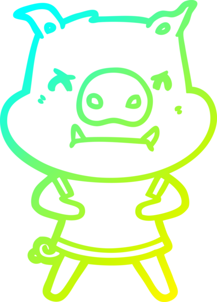 Bir insan tarafından çizilmiş kızgın çizgi film domuzu çizimi.