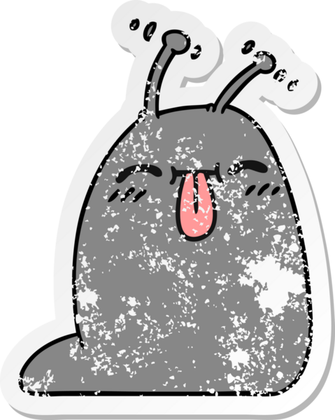 Bir insan tarafından çizilmiş mutlu bir kawaii sümüklü böceğinin serbest sticker 'ı.