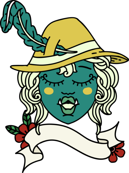 Retro Dövme Biçimli Ork karakteri bir insan tarafından çizildi