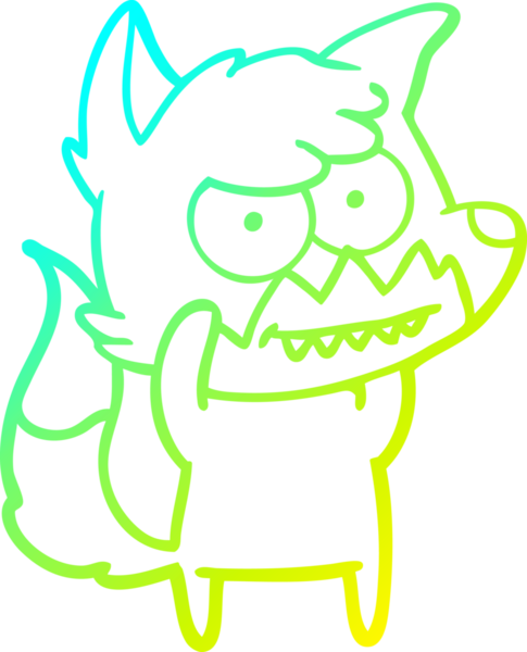 Bir insan tarafından çizilmiş sırıtan bir tilkinin soğuk çizgi çizimi