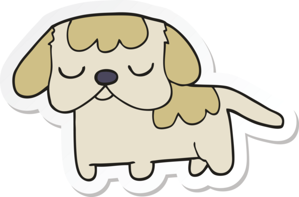 Bir insan tarafından çizilmiş şirin bir köpek yavrusunun çıkartması.