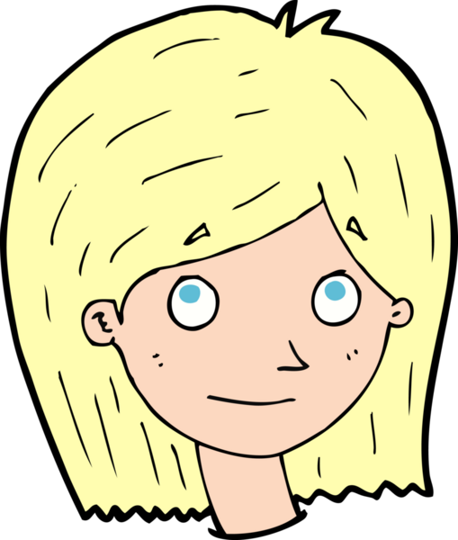 Bir insan tarafından çizilmiş mutlu kadın yüzü.