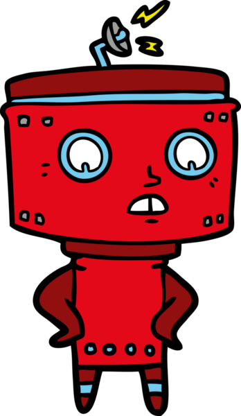 Bir insan tarafından çizilmiş çizgi film robotu