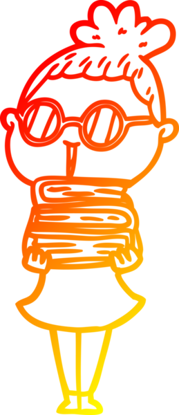 Bir insan tarafından çizilmiş gözlüklü bir karikatür kadın çizimi.