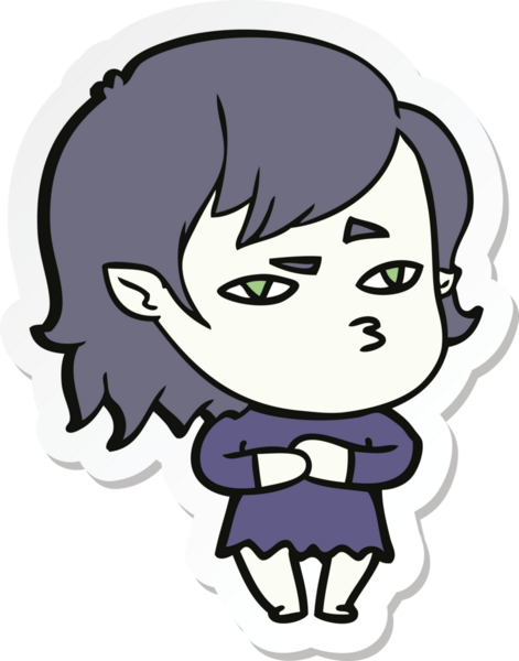 Bir insan tarafından çizilmiş vampir bir kızın çıkartması.