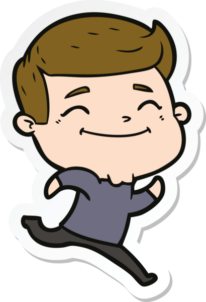 Bir insan tarafından çizilmiş mutlu bir çizgi film karakterinin çıkartması.