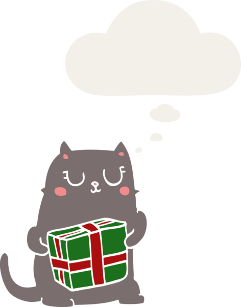 Bir insan tarafından çizilmiş düşünce baloncuklu çizgi roman kedisi.