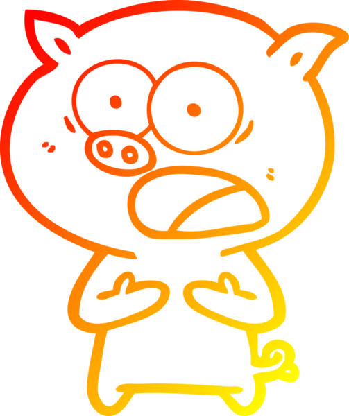 Bir insan tarafından çizilmiş bağıran çizgi film domuzu çizimi.