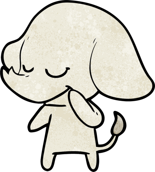 Bir insan tarafından çizilmiş gülümseyen bir fil.