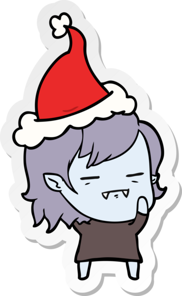 Bir insan tarafından çizilmiş Noel Baba şapkası giyen ölümsüz bir vampir kızın el yazısı.