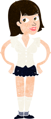 Bir insan tarafından çizilmiş kalçaları olan çizgi film kadını.