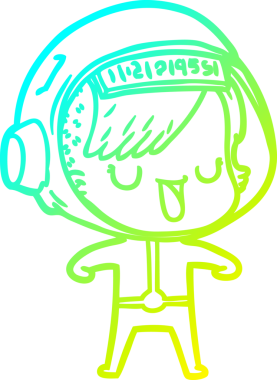 Bir insan tarafından çizilmiş soğuk gradyan çizgili astronot kadın çizimi.