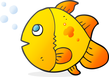 Bir insan tarafından çizilmiş karikatür balığı.