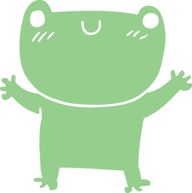 Bir insan tarafından çizilmiş düz renkli kurbağa.