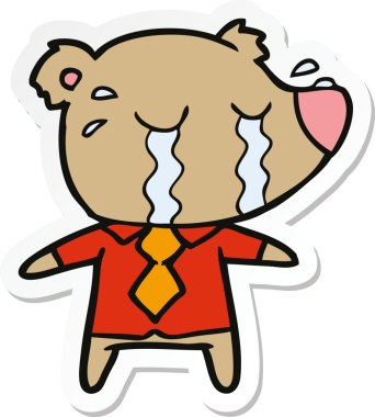 Bir insan tarafından çizilmiş, ağlayan ayının çıkartması.