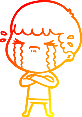 Bir insan tarafından çizilmiş ağlayan bir çizgi film karakteri çizimi.