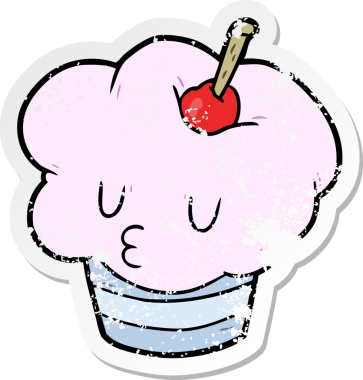 Bir insan tarafından çizilmiş karikatür kekinin sıkıntılı çıkartması.