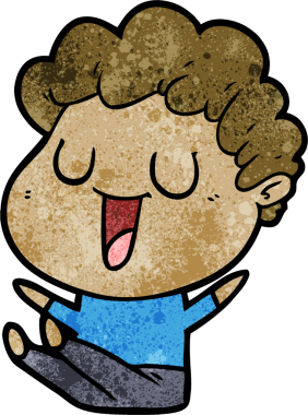 Bir insan tarafından çizilmiş gülen karikatür adam.