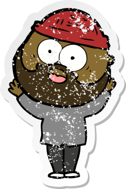 Bir insan tarafından çizilmiş sakallı bir adamın sıkıntılı çıkartması.