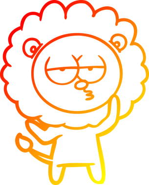 Bir insan tarafından çizilmiş yorgun bir aslanın çizgi çizimi.