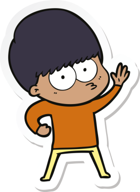 Bir insan tarafından çizilmiş sinirli bir çizgi film çocuğunun çıkartması.