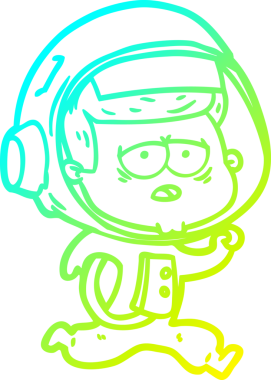 Bir insan tarafından çizilmiş soğuk gradyan çizgi çizimi yorgun astronot