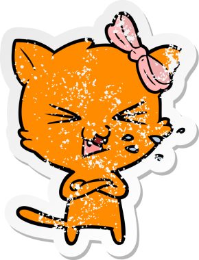 Bir insan tarafından çizilmiş karikatür bir kedinin sıkıntılı çıkartması.