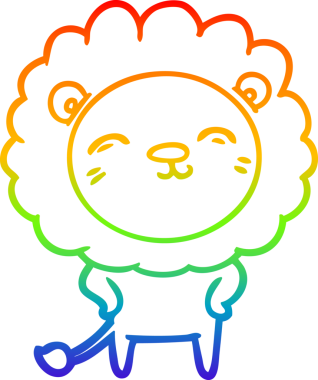 gökkuşağı gradyan çizgi çizimi bir insan tarafından çizilmiş bir aslan