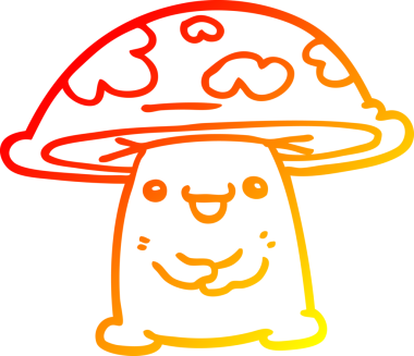 Bir insan tarafından çizilmiş bir mantar karakterinin sıcak çizgi çizimi