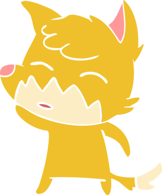 Bir insan tarafından çizilmiş düz renk çizgi film tilkisi