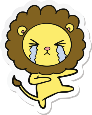 Bir insan tarafından çizilmiş ağlayan bir aslanın çıkartması.