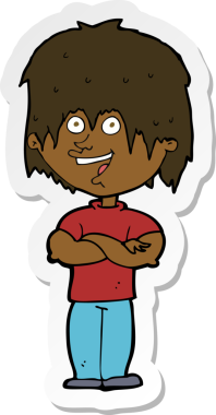 Bir insan tarafından çizilmiş mutlu bir adamın çıkartması.