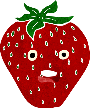 Bir insan tarafından çizilmiş çilek çizgi filmi.