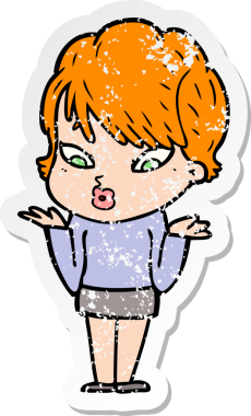 Bir insan tarafından çizilmiş karikatür bir kadının sıkıntılı çıkartması.