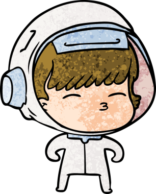 Bir insan tarafından çizilmiş meraklı astronot çizgi filmi.