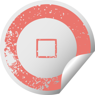 Bir insan tarafından çizilen durdurma düğmesinin sıkıntılı dairesel kabuk soyma etiketi